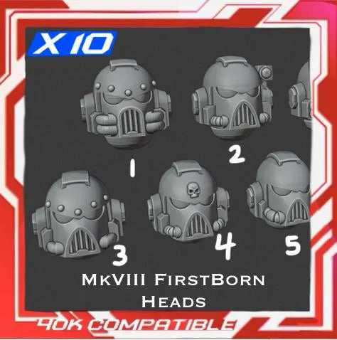 Tabletop MKVIII Helmets Miniature - 40K Heads x10 (Multiple Styles)