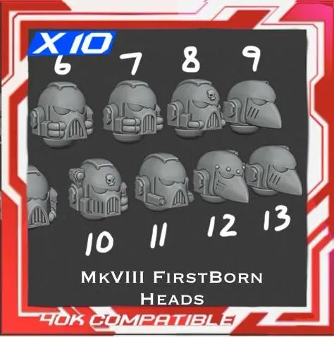Tabletop MKVIII Helmets Miniature - 40K Heads x10 (Multiple Styles)